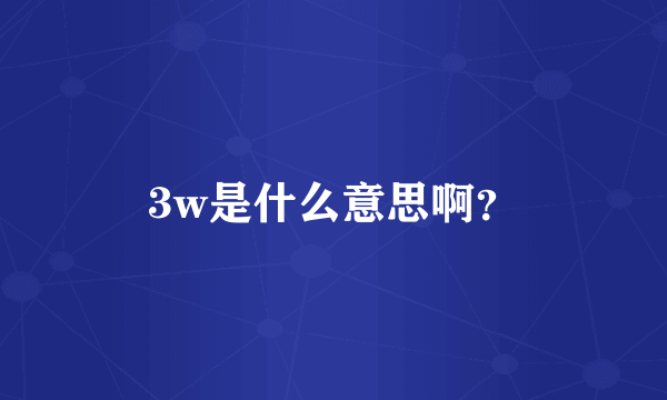 3w是什么意思啊？