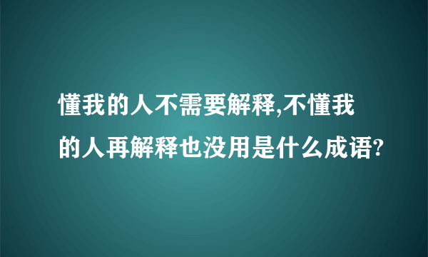 懂我的人不需要解释,不懂我的人再解释也没用是什么成语?