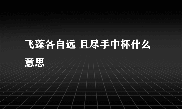 飞蓬各自远 且尽手中杯什么意思