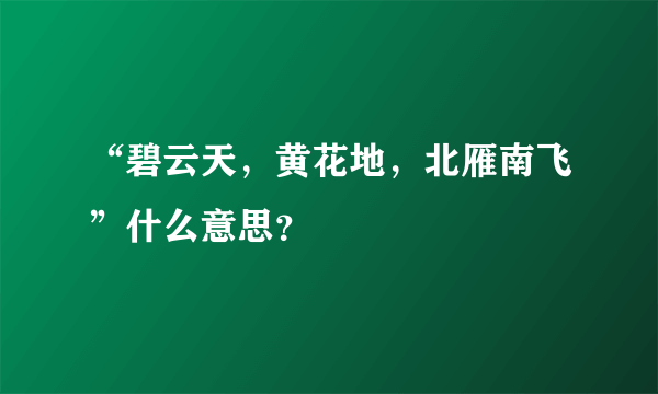 “碧云天，黄花地，北雁南飞”什么意思？