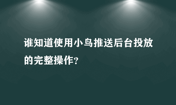 谁知道使用小鸟推送后台投放的完整操作？