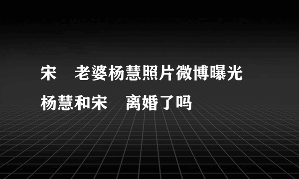 宋喆老婆杨慧照片微博曝光 杨慧和宋喆离婚了吗