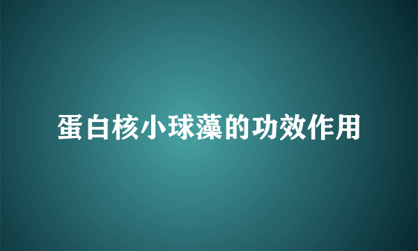 蛋白核小球藻的功效作用