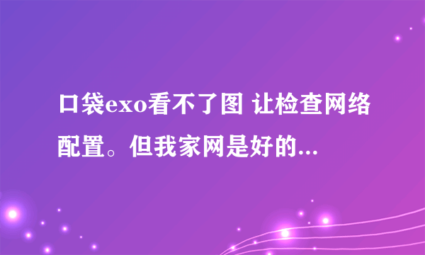 口袋exo看不了图 让检查网络配置。但我家网是好的 口袋bigbang也是这种状况 老说网络不稳