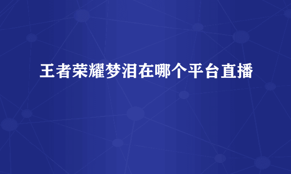 王者荣耀梦泪在哪个平台直播