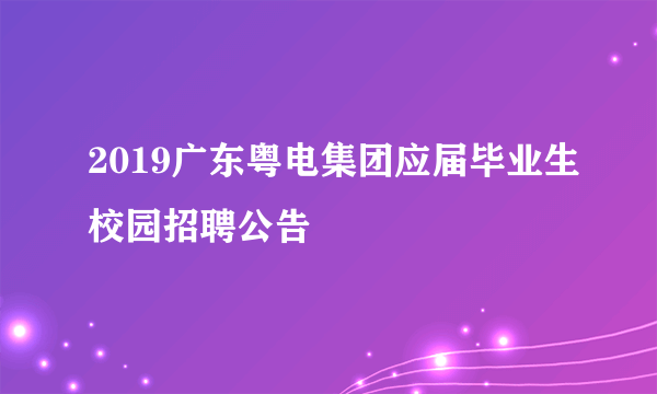 2019广东粤电集团应届毕业生校园招聘公告