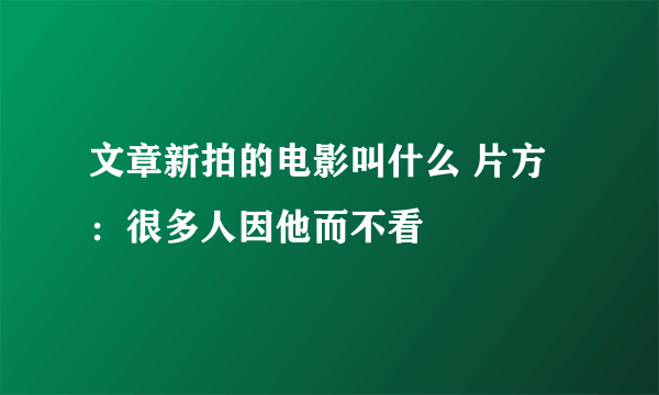 文章新拍的电影叫什么 片方：很多人因他而不看