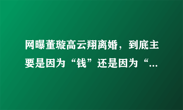 网曝董璇高云翔离婚，到底主要是因为“钱”还是因为“情断”？