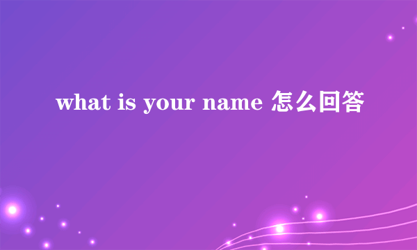 what is your name 怎么回答