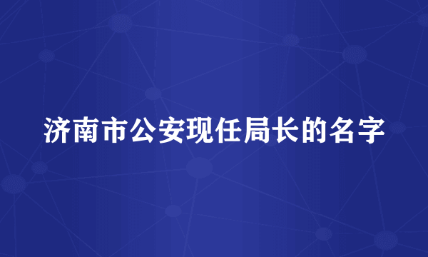 济南市公安现任局长的名字