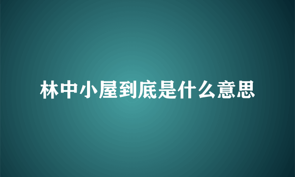 林中小屋到底是什么意思