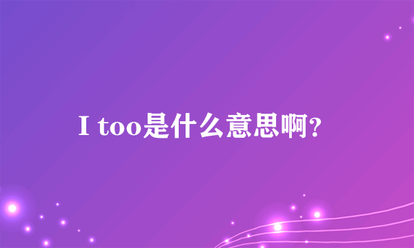 I too是什么意思啊？