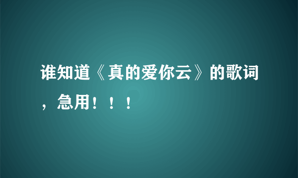 谁知道《真的爱你云》的歌词，急用！！！