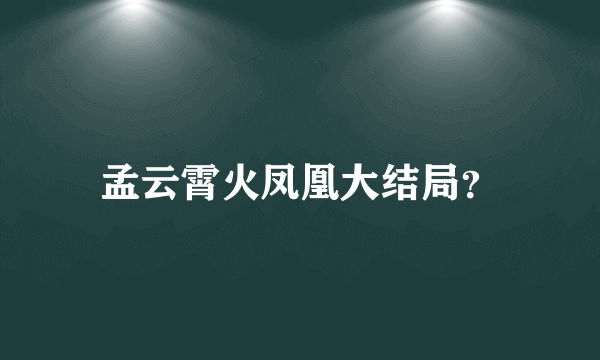 孟云霄火凤凰大结局？