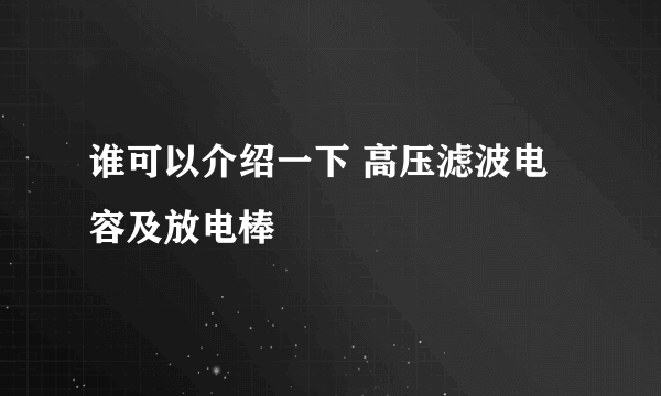 谁可以介绍一下 高压滤波电容及放电棒