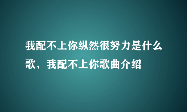 我配不上你纵然很努力是什么歌，我配不上你歌曲介绍