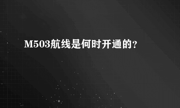 M503航线是何时开通的？