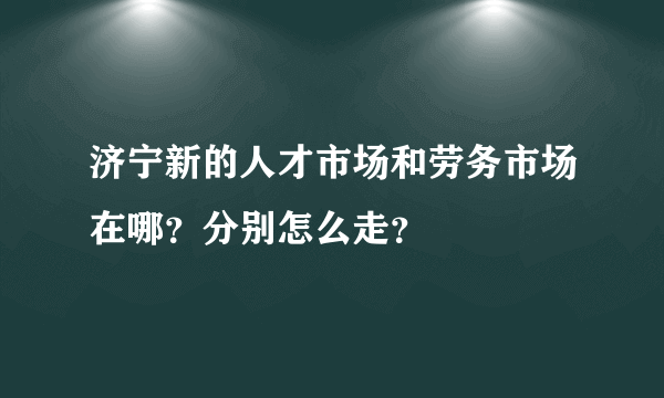 济宁新的人才市场和劳务市场在哪？分别怎么走？