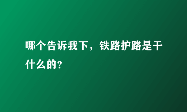 哪个告诉我下，铁路护路是干什么的？