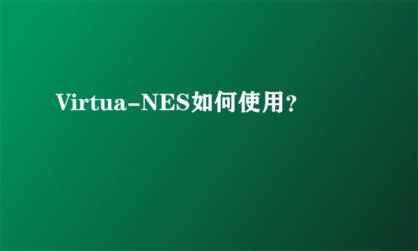 Virtua-NES如何使用？