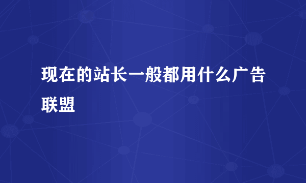 现在的站长一般都用什么广告联盟