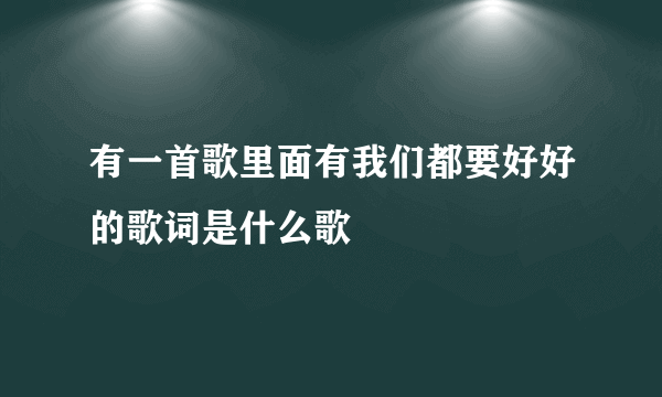 有一首歌里面有我们都要好好的歌词是什么歌