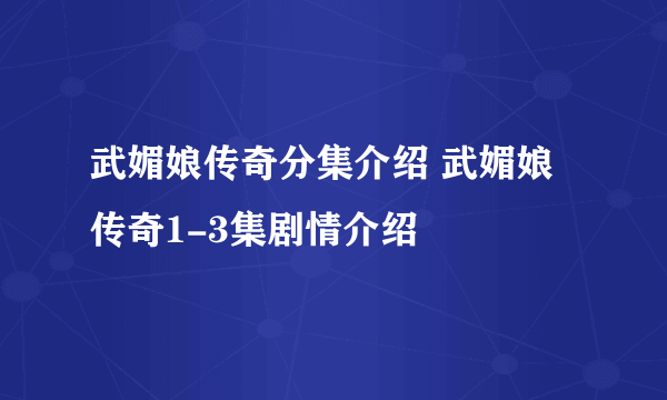 武媚娘传奇分集介绍 武媚娘传奇1-3集剧情介绍