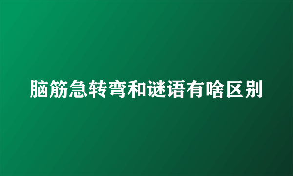 脑筋急转弯和谜语有啥区别