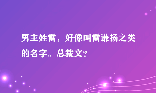 男主姓雷，好像叫雷谦扬之类的名字。总裁文？