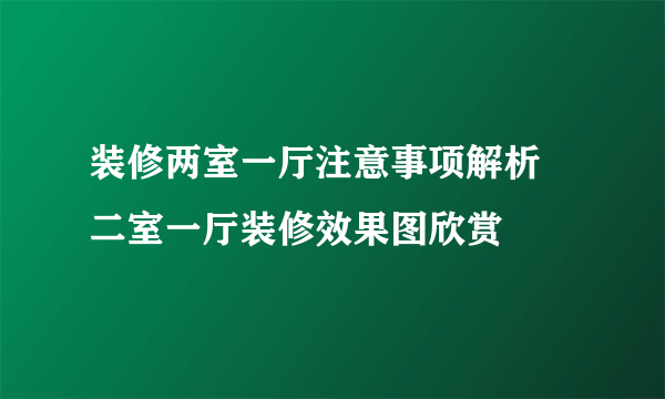 装修两室一厅注意事项解析 二室一厅装修效果图欣赏