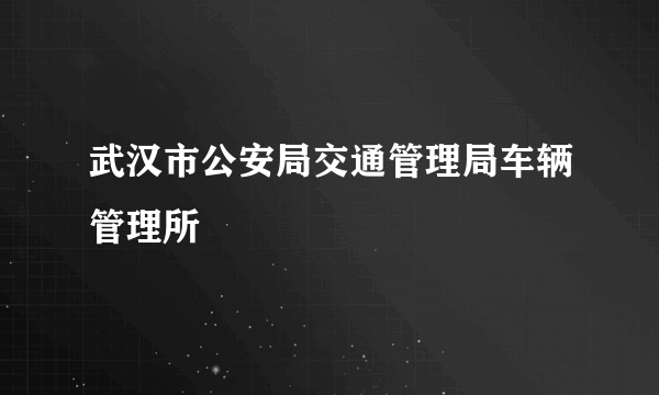 武汉市公安局交通管理局车辆管理所