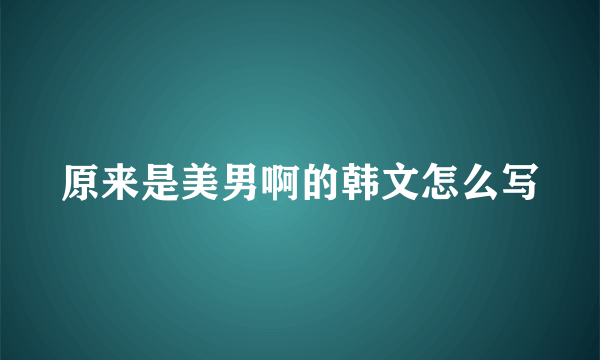 原来是美男啊的韩文怎么写