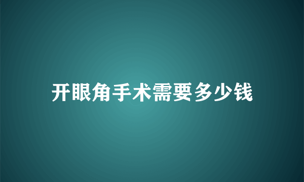 开眼角手术需要多少钱