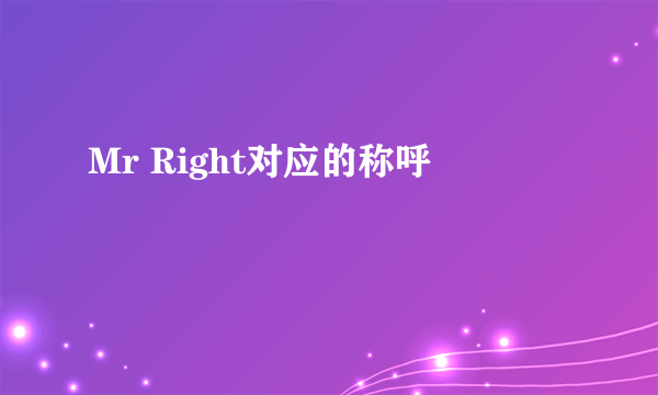 Mr Right对应的称呼