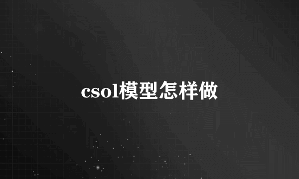 csol模型怎样做