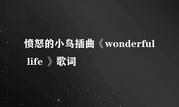 愤怒的小鸟插曲《wonderful life 》歌词