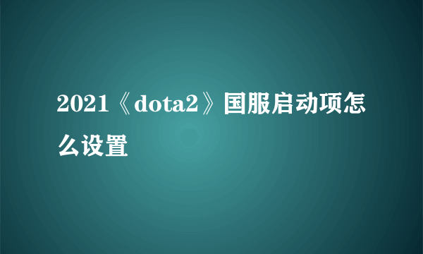 2021《dota2》国服启动项怎么设置