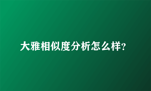 大雅相似度分析怎么样？