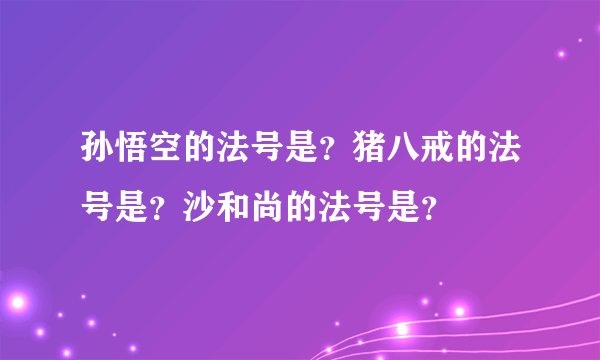 孙悟空的法号是？猪八戒的法号是？沙和尚的法号是？