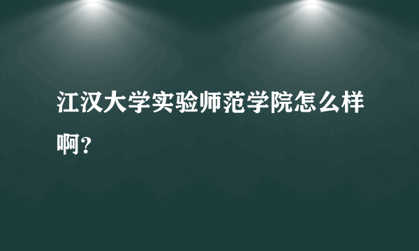 江汉大学实验师范学院怎么样啊？