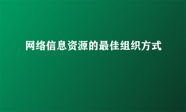 网络信息资源的最佳组织方式