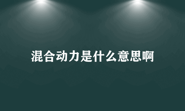 混合动力是什么意思啊