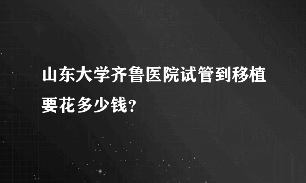 山东大学齐鲁医院试管到移植要花多少钱？