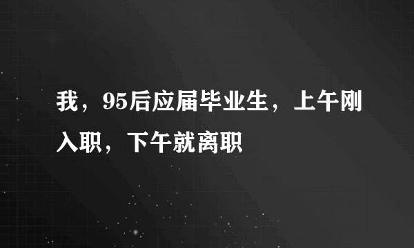 我，95后应届毕业生，上午刚入职，下午就离职