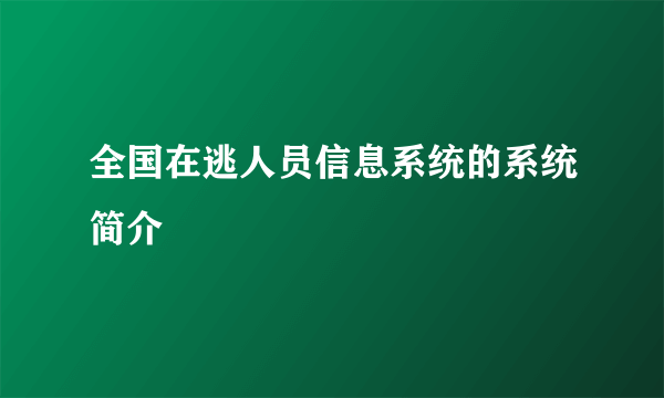 全国在逃人员信息系统的系统简介