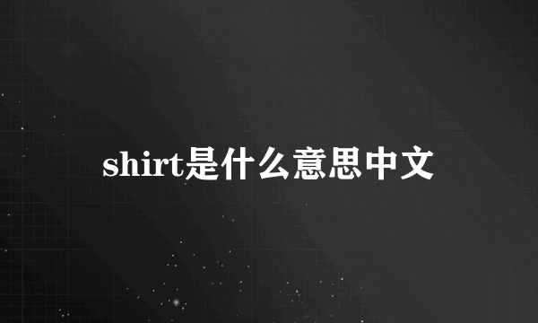 shirt是什么意思中文