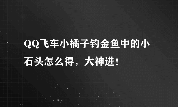 QQ飞车小橘子钓金鱼中的小石头怎么得，大神进！