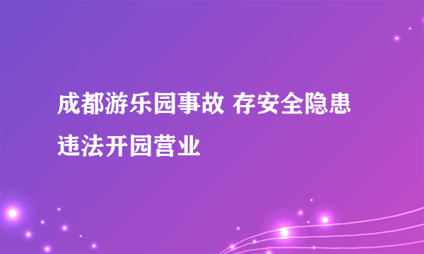 成都游乐园事故 存安全隐患违法开园营业