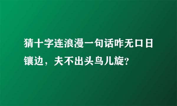 猜十字连浪漫一句话咋无口日镶边，夫不出头鸟儿旋？