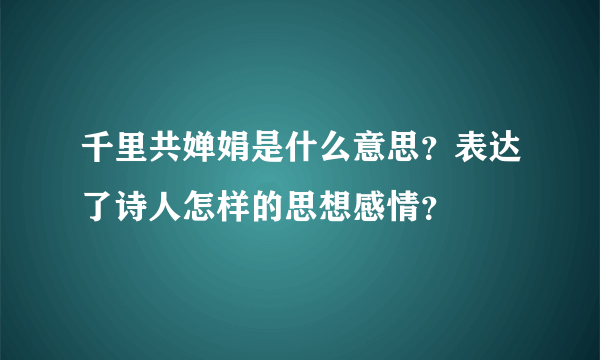 千里共婵娟是什么意思？表达了诗人怎样的思想感情？